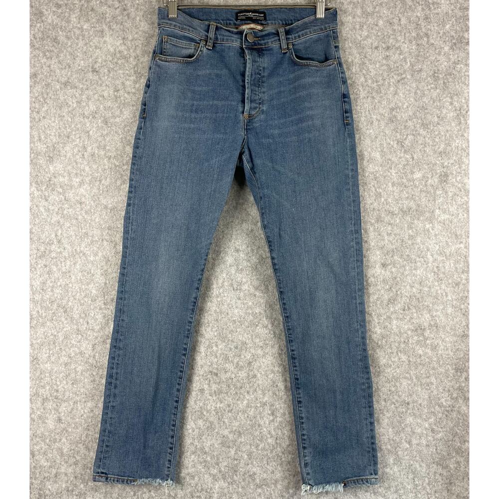 Peruvian Connection Cimarron Jean Womens 4 Medium Wash Button Fly Distressed Hem
